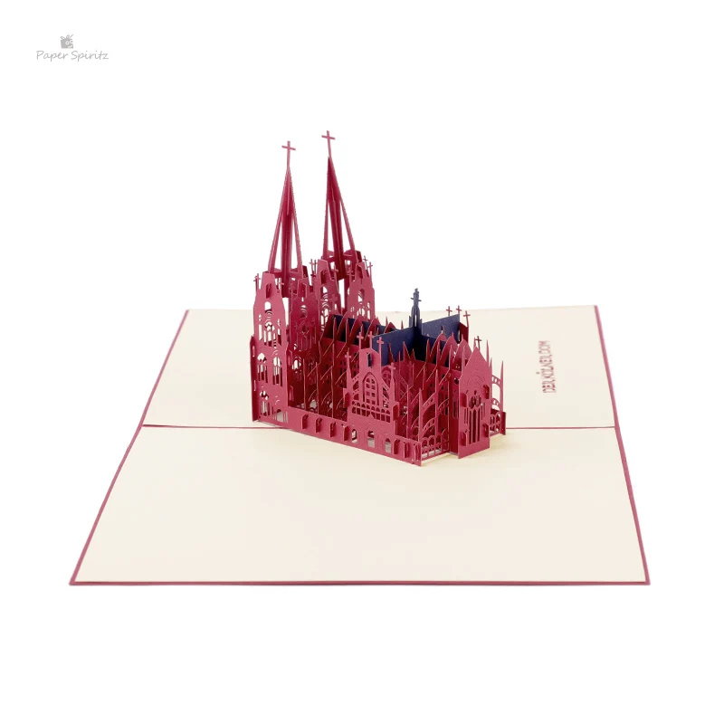  PAPER SPIRITZ Cologne Church Cards 3D laser Cut paper pop up card with envelope invitations greetin - 32895033819