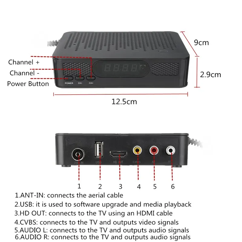 DVB-T2 DVB-T Full HD 1080p цифрового наземного ТВ приемник цифрового ТВ тюнер рецепторов H.264 MPEG4 DVB T2 стандартный набор top box