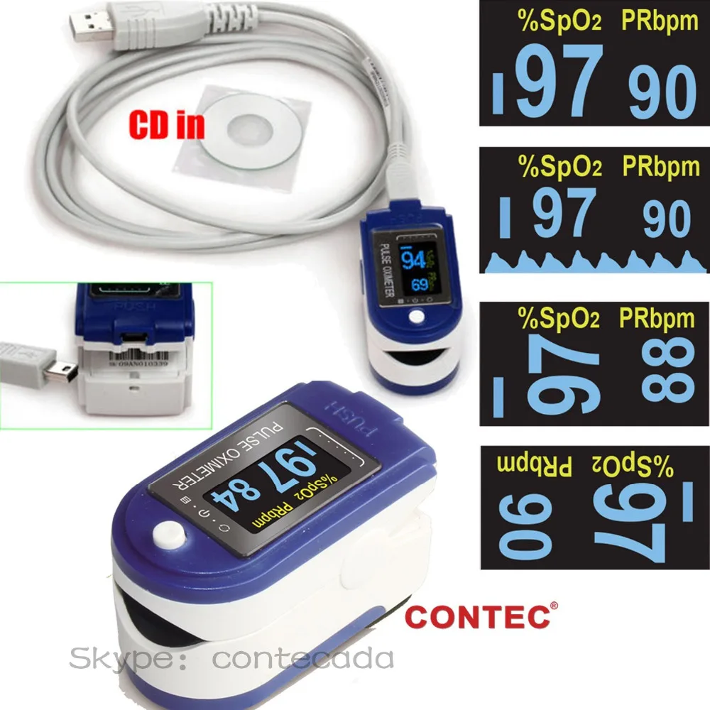 5 Units CMS50D+ OLED Blood Oxygen Saturation Spo2 Pulse Rate Alarm
