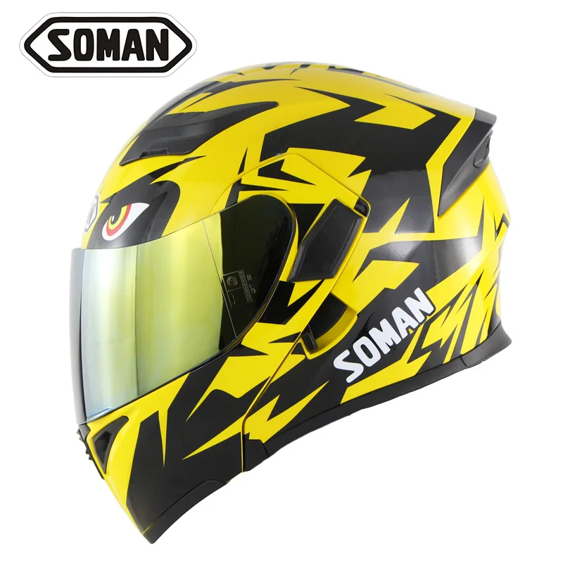 SOMAN 955 SkyEye уличные мотоциклетные шлемы анти-УФ 400 внутренний козырек модель флип-ап мотоцикл точка Мотокросс головные уборы
