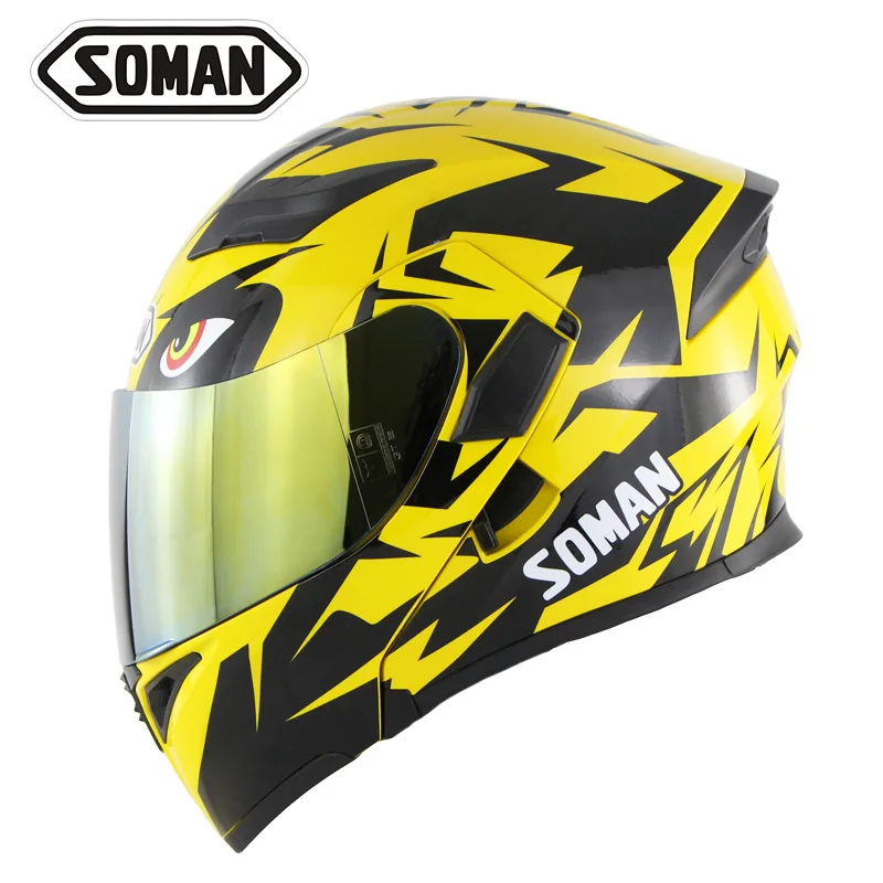 

SOMAN 955 SkyEye Street Motorcycle Helmets Anti-UV 400 Inner Visor Model Flip up Motorbike DOT Motocross Headgears