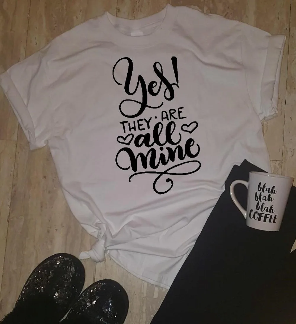 Летние Качественный хлопок тройник да! Они все мои футболка Heart Hipster Графический