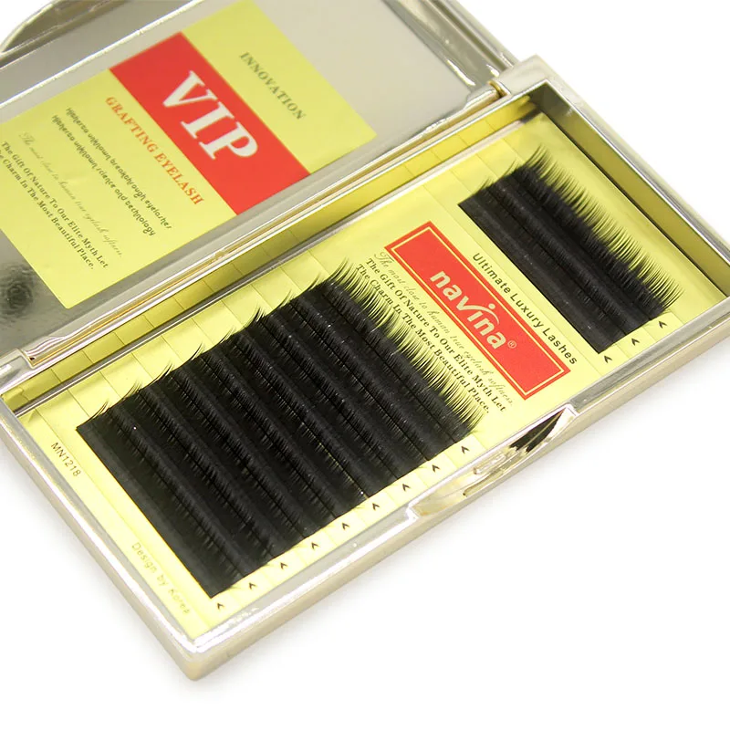 

7cases/lot High Quality Navina Korea Mink lashes 8-14mm 0.10 Individual False Eyelashes Soft Black Eyelash Extension