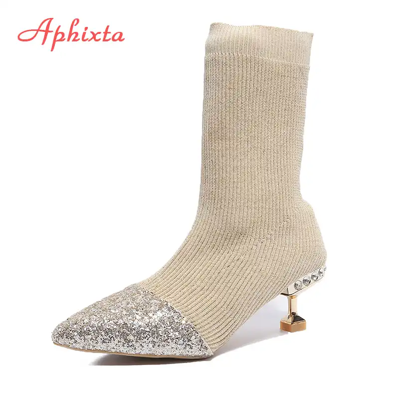 Aphixta kobiety elastyczne skarpety buty Patchwork kobiety Jady Rose czarne kobiety skarpety buty rozciągliwa tkanina