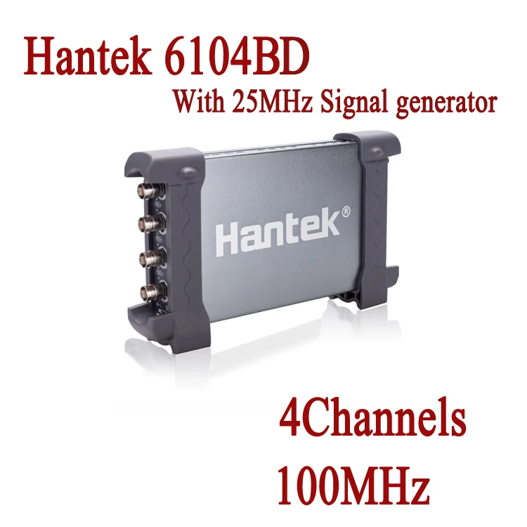 

USB Oscilloscopes Hantek 6104BD PC Based 4 Channels Digital Oscilloscope 100MHz Handheld Osciloscopio + 25MHz Signal Generator