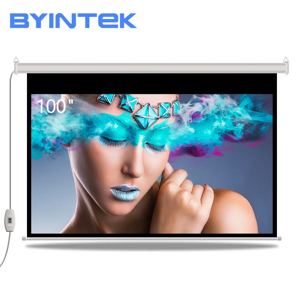 BYINTEK бренд класса люкс Moterized 100 дюймов 16:9 Электрический домашний кинотеатр