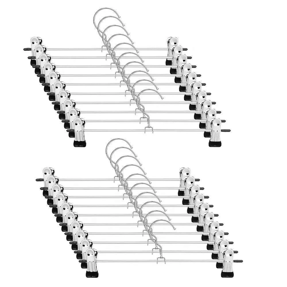 Брючные вешалки для юбки с зажимами 20 пакет металлический зажим для брюк вешалки для экономии пространства, ультра тонкие ржавчины прочные