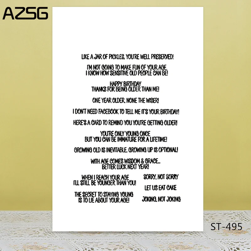 

AZSG Happy Birthday Words Sentence Clear Stamps/Seals For DIY Scrapbooking/Card Making/Album Decorative Silicone Stamp Crafts