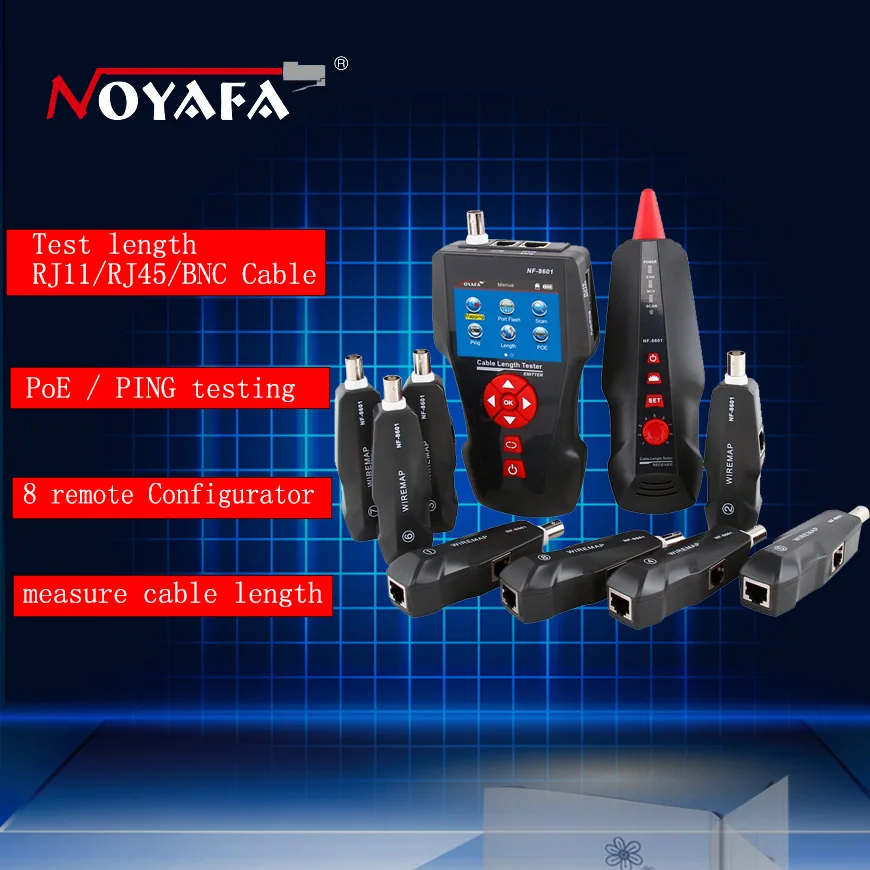 Noyafa NF-8601W Multi-functional Network Cable Tester LCD Cable length Tester Breakpoint Tester For RJ45, RJ11, BNC, PING/POE