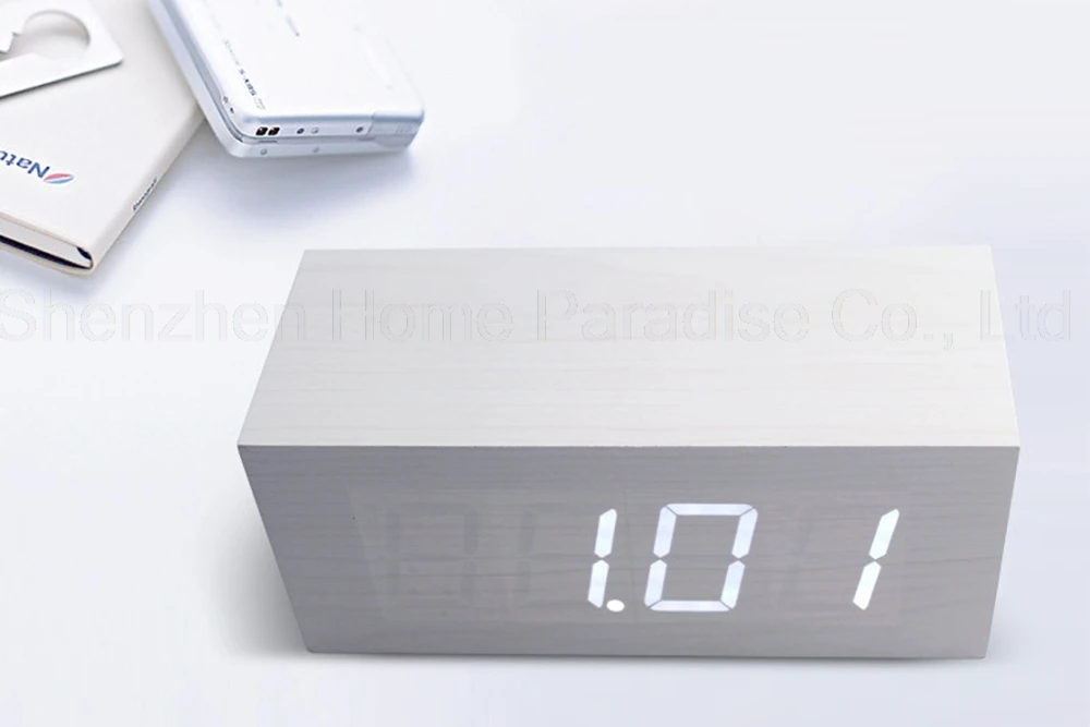 Повтор светодиодный Будильник прямоугольник черный настольные цифровые часы для спальни контроль температуры звука электронные настольные часы подарок