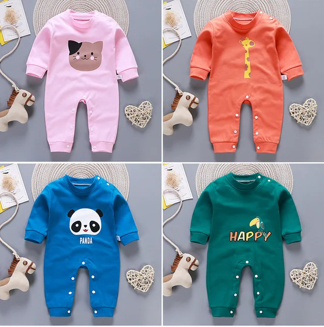 الخريف الطفل رومبير الكرتون طباعة طويلة الأكمام الرضع بذلة القطن الوليد الطفل ملابس الأولاد لطيف الطفل الفتيات الملابس bebes