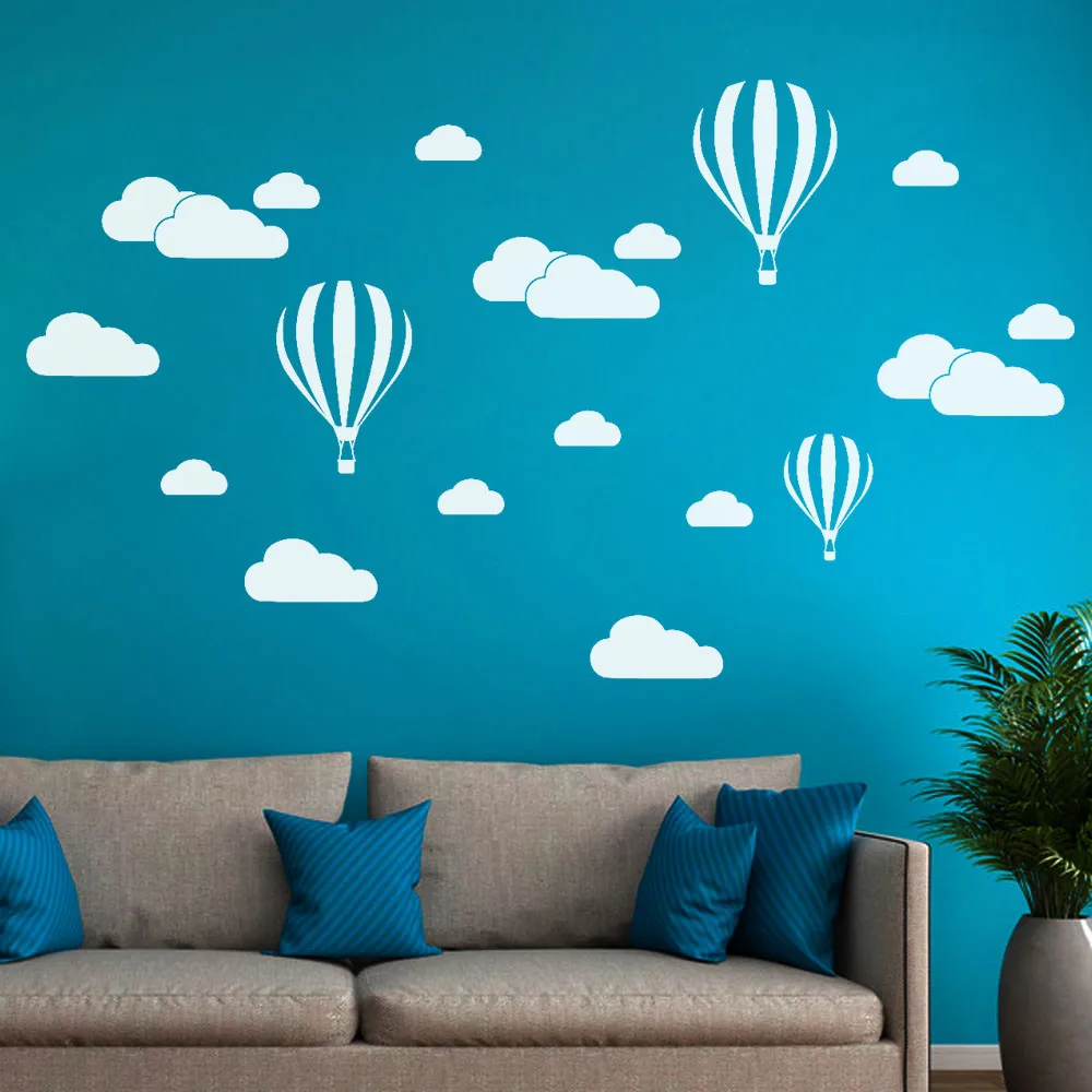 

Wall sticker PVC 60X40 white waterproof cartoon Non-toxic DIY Large Cloud Balloon Wall Decals kids Room Home Decoration Art F270