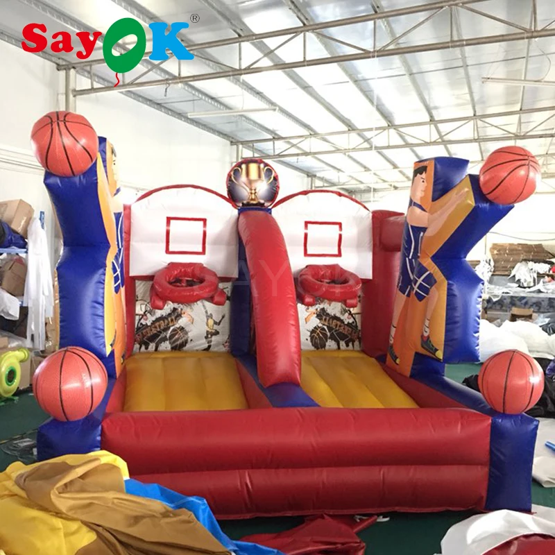 Съемки обручи игры гигантский Надувное баскетбольное кольцо бросать мяч в баскетбольную надувные игры с вентилятором для игровой центр 2 размера