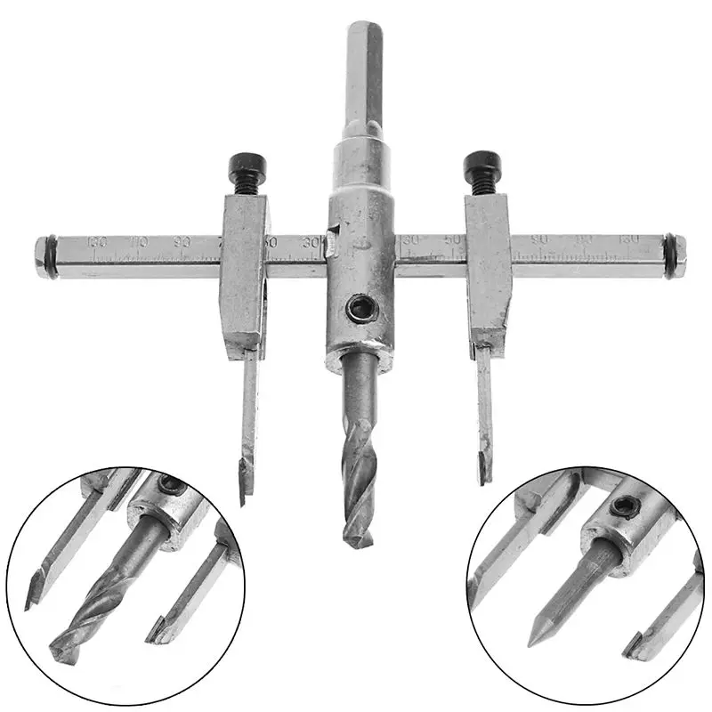 Adjustable 30-130mm Metal Wood Circle Hole Saw Drill Bit Cutter Kit DIY Tool