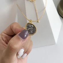 LouLeur 925 sterling silber Eule vintage anhänger halskette günstigen design wilden münze halskette für frauen festival schmuck geschenk