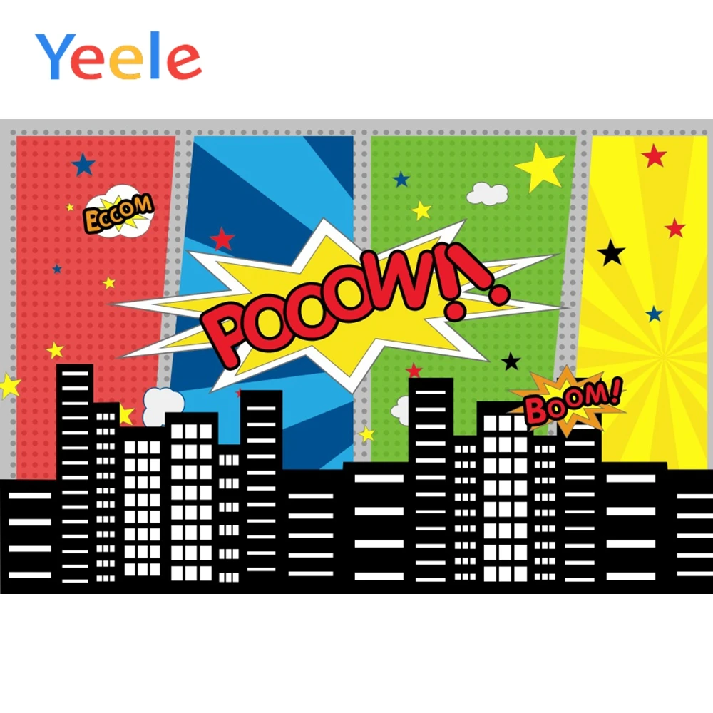 Yeele Comic Explosion City Building Poster Background Portrait Kid Scene Photography бесшовный Фотофон для фотостудии |