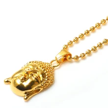 Alta calidad Antique Buddha buddha Encantos Europeos colgante collar colgante de acero inoxidable 316L de plata y oro de color puro