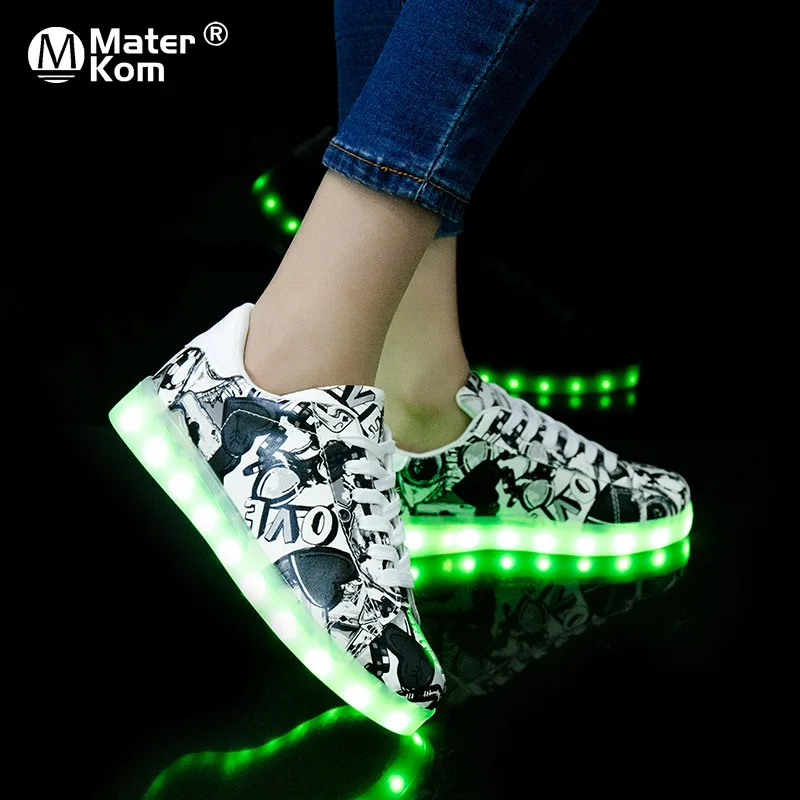 

Size 27-37 USB Charging Glowing Sneakers Kid Luminous Sneakers for Boys&Girls LED Shoes with Light Sneakers with Luminous Sole