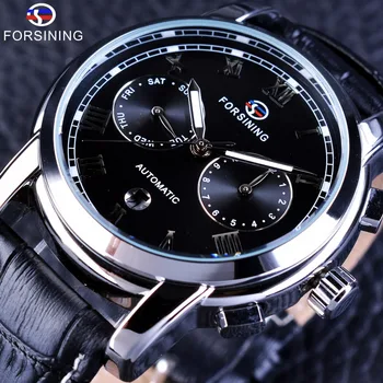 

Forsining Two Eyes Calendar Display 2017 Fashion Design Genuine Leather Strap Men Watches Top Brand Luxury Automatic Wrist Watch