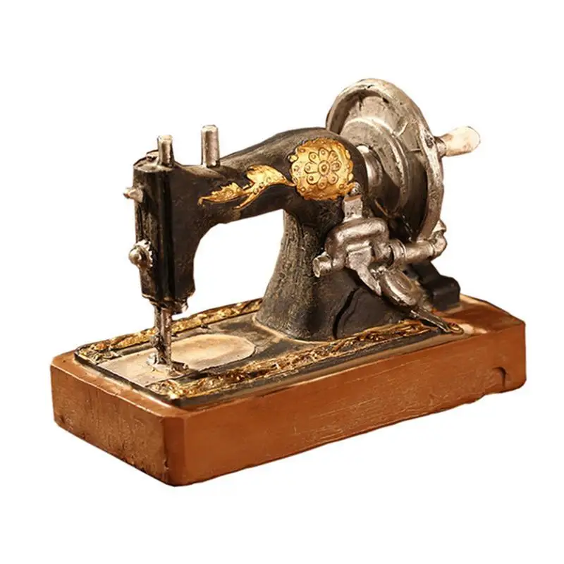 Retro Style Vintage Sewing Machine Model Resin Desktop Display Figurines Decoration Crafts Ornament for Office Home