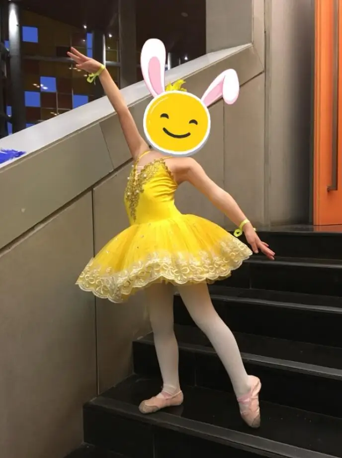 Желтое профессиональное балетное платье-пачка танцевальный костюм для девочек детское балетное платье-пачка для выступлений детское карнавальное платье для джазовых танцев