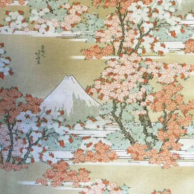 Pinup рокабилли японское ретро-стиль Diy ремесло крепление Fuji вишневые цветы стрейч Поплин Ткань с принтом Tissus(0,5 метра - Цвет: yellow