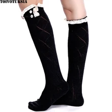 Toivotukasia высокие носки до бедра для женщин кружевные оборки выше колена носки для сапог