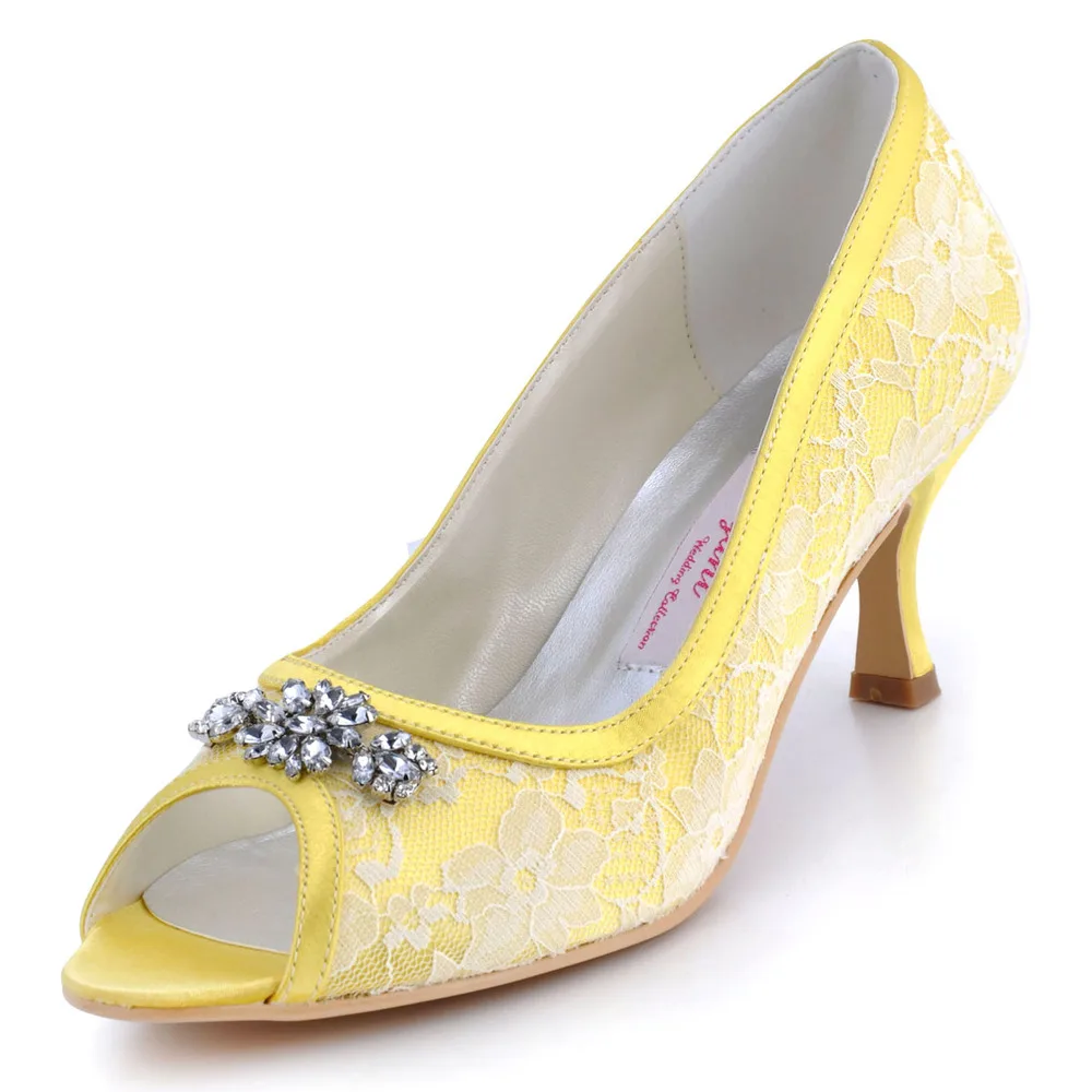 AJ55 Blue font b Yellow b font Bridesmaids Women Low Heel Satin Wedding Pumps Evening Party