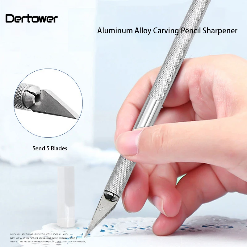 

6pcs/Set Rubber Stamp Fruit Carving Knife Leather Knife Metal Handle With Blades For Arts Wood Carving Tools Crafts Sets DT 7