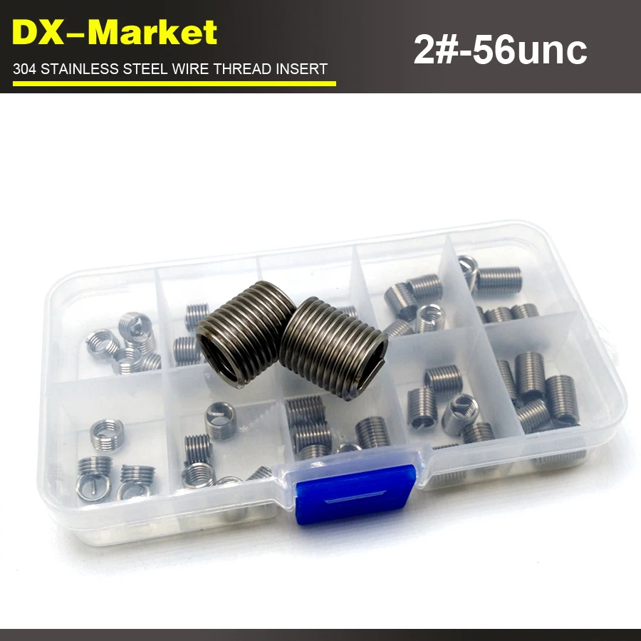 2 56unc wire thread insert kit , 5size 100pcs , 304 stainless steel