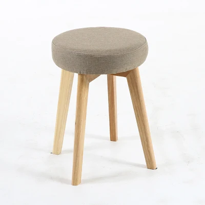 Louis Fashion Stools Ottomans Solid Wood Creative Dressing Nordic Fabric Can Be Disassembled and Washed Simple Modern Round - Цвет: G3