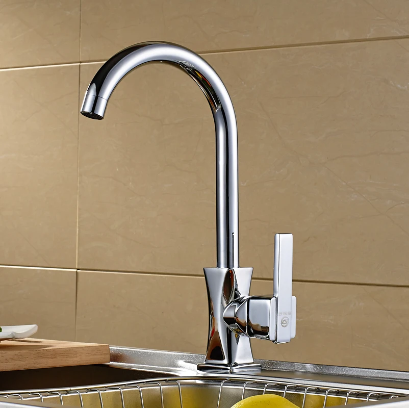 

Kitchen Faucet Silver Single Handle Kitchen Tap Deck Mounted 360 Degree Rotation Copper Chrome Swivel Sink Mixer Tap