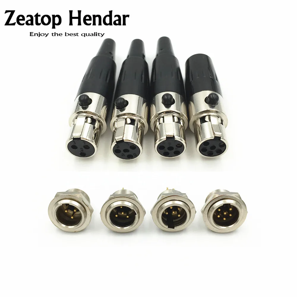 

10Set Mini XLR 3 4 5 6 Pin Female Plug + Male Socket Small XLR Audio Microphone Connector MIC for Cable Soldering Straight