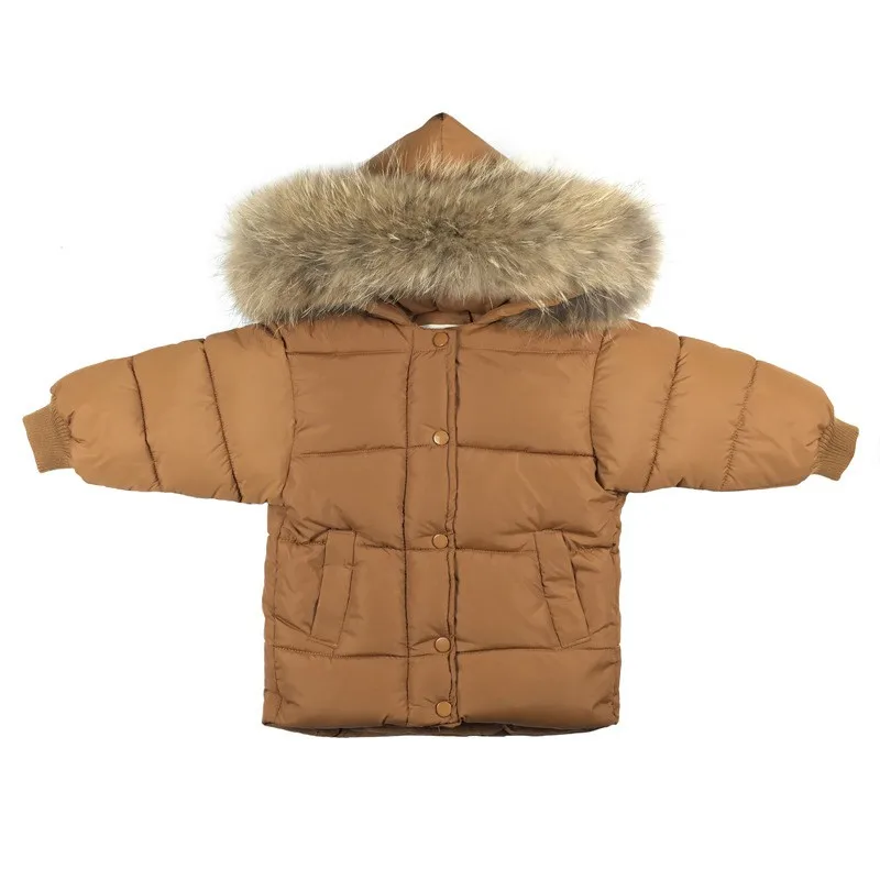 COOTELILI Warm Jakcet For Girls Coat Boys Winter Jacket Parka  Real Raccoon Fur Snowsuit Kids Girls Clothes Winter 90-130cm (11) - 