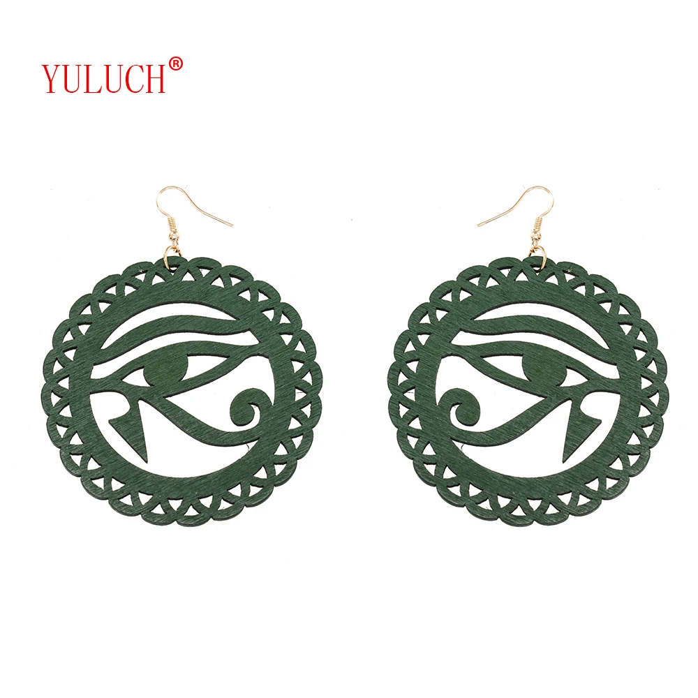 

YULUCH Wood Flowers Eye Drop Earrings for women all-match hollow out wooden Pendant earrings for girls simple art Jewelry M0020