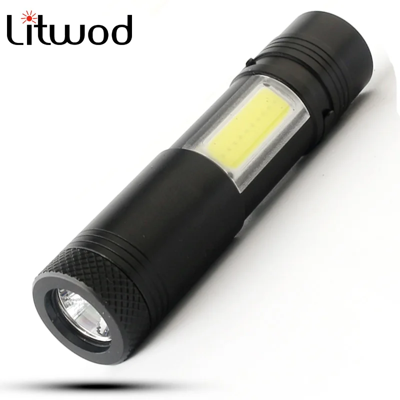 

Litwod Z90SY2 MINI LED COB Flashlight waterproof Torch light Portable lantern 5 Modes Zoomable With Charger for 14500/AA battery