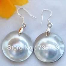 Xiuli 00137 серое Южное море MABE жемчужные Висячие серьги 925 серебро