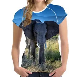 NoisyDesigns футболка Для женщин футболка забавная футболка s 3D животных печати Слон Футболка молодая девушка Повседневное Фил футболка 2018 лето