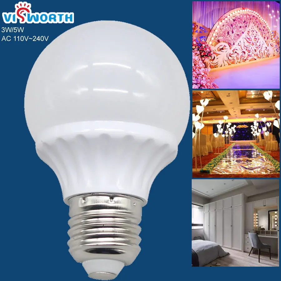 

E27 Led Bulbs 3W 5W SMD5730 9PCS Wedding Light Circular PC Body Led Lamp 360 Degree AC 110V 220V 240V