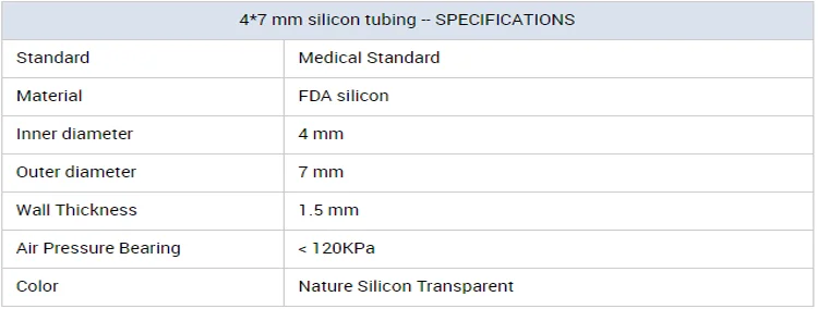 7*4mm Medical Standard Silicon Tubing Hose for Ozone Generators