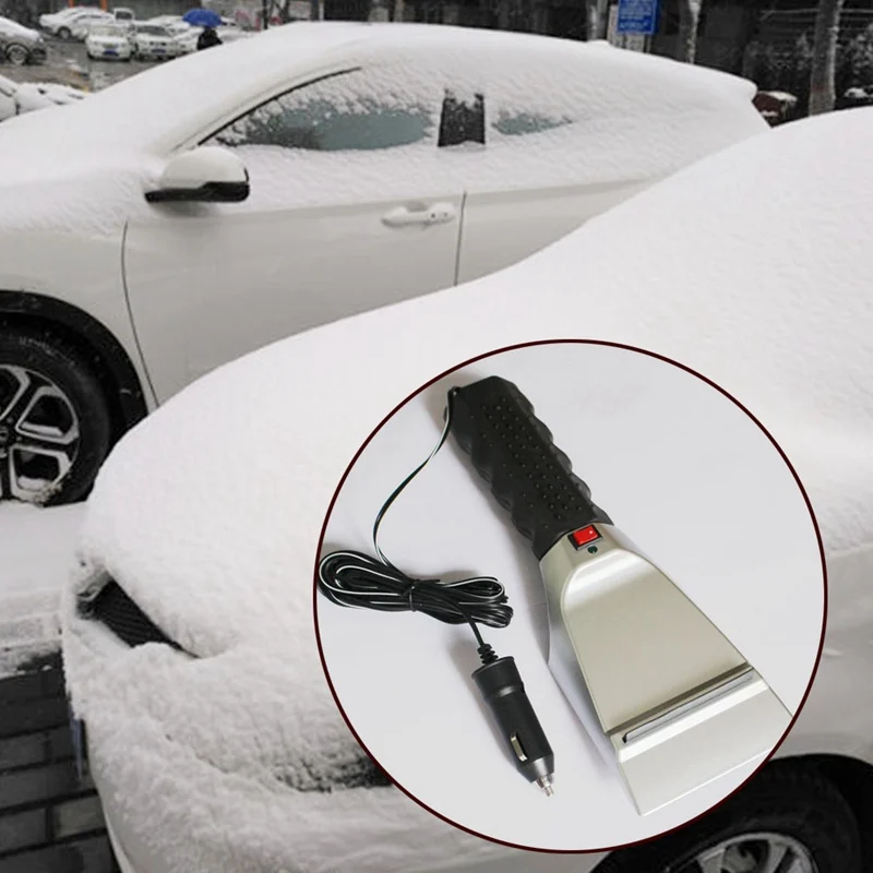 

12V Electric Heated Car Ice Scraper Automobiles Cigarette Lighter Snow Removal Shovel Windshield Glass Defrost Clean Tools