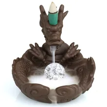 Керамический обратный поток ладан горелка дым водопад дракон ладан держатель курильница с хрустальным шаром Дракон креативный домашний декор