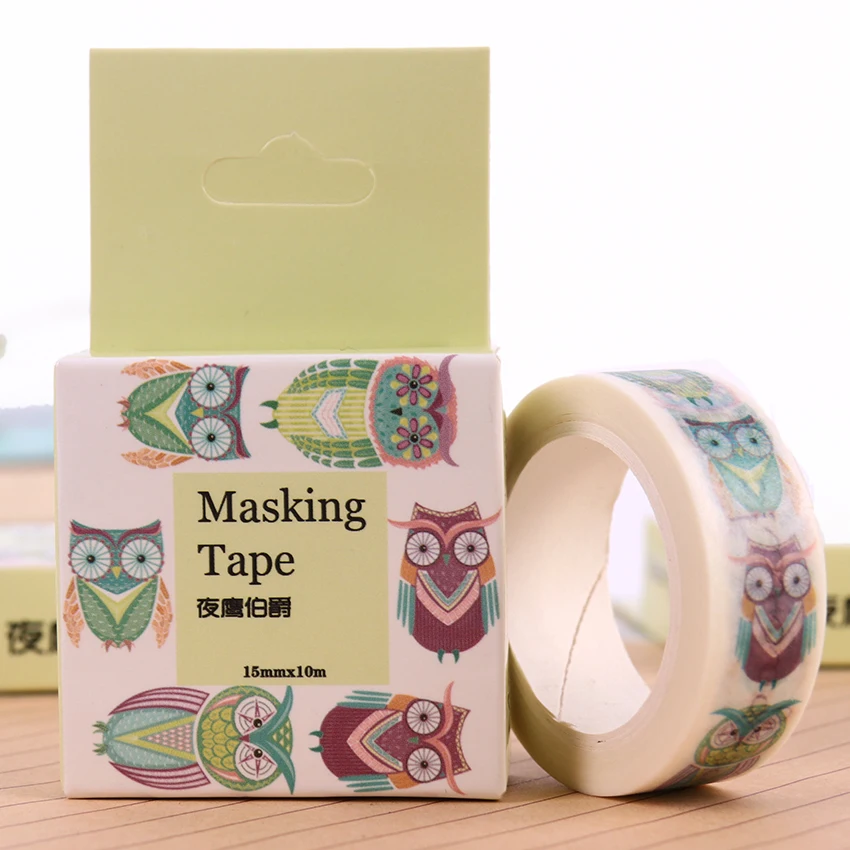 

1PC/10M Cute Kawaii owl Japanese Masking Washi Tape Decorative Adhesive Tape Decora Diy Scrapbooking Sticker Label Stationery