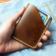 Чистый ручной работы из натуральной кожи держатель для кредитных карт мужской роскошный винтажный кошелек для карт индивидуальный чехол для банковских карт Porte Carte