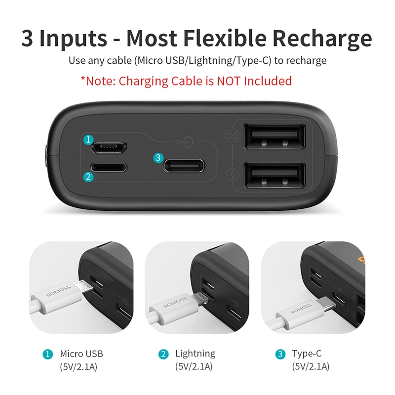 Kaufen ROMOSS Ares 20 20000mAh Power Bank USB Typ Tragbare Ladegerät Externe Batterie 5V 2,1 EINE Mit Led anzeige für Handys Tablet