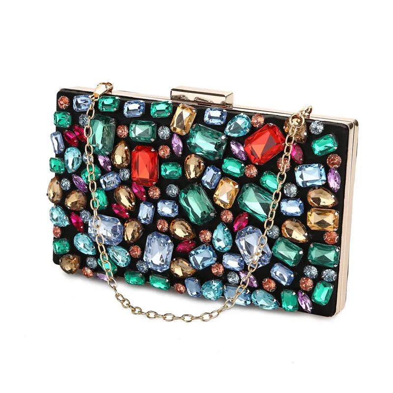 Luxy Moon Rainbow Crystal Clutch Bag Side View