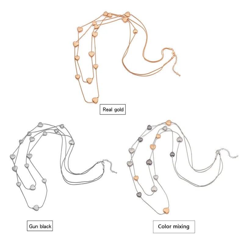 Длинное ожерелье, многослойное сердце, звезда, Овальный Шарм, золото, смешанный цвет, Женская Двойная Цепочка, свитер, ожерелье, массивное, модное ювелирное изделие, аксессуар