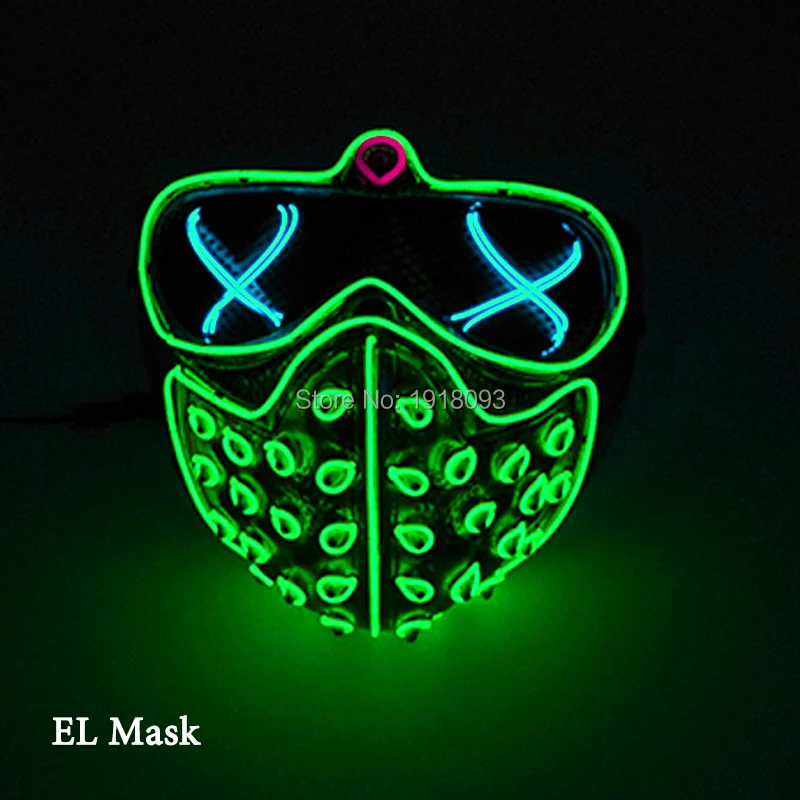 Высокое качество Хэллоуин со светящимися вставками маска хоррор EL вечерние Карнавальная маска вечерние светящиеся анфас маска DJ клуб бар новые игрушки