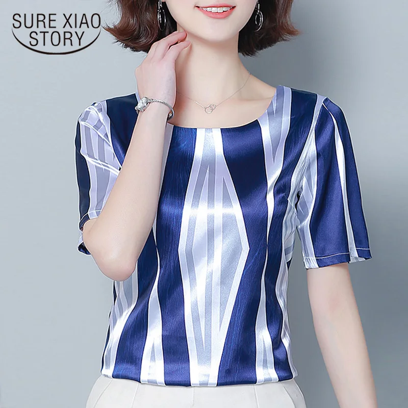 womens clothing plus size tops short sleeve women blouses  Striped chiffon blouse women shirts womens tops and blouses 3814 50