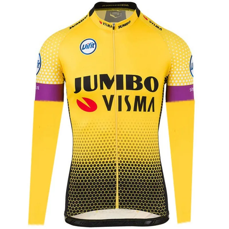 2019 зимняя флисовая команда jumbo visma теплая одежда с длинным рукавом Велоспорт